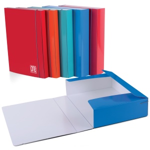 Dosar A4 cu elastic din carton laminat lucios, diverse culori (24x34x3 cm)