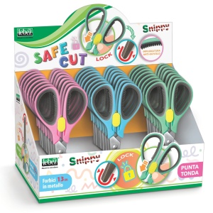 Foarfeca Safe Cut, 13 cm cu lama metalica si maner antiderapant (24 buc/display)