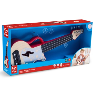 Jucarie din lemn - Instrument Ukulele (chitara) rosu - invata sa canti cu lumini - Img 7
