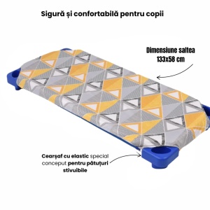 Lenjerie 3 piese patut stivuibil, bumbac 100%, model Forme geometrice - Img 3