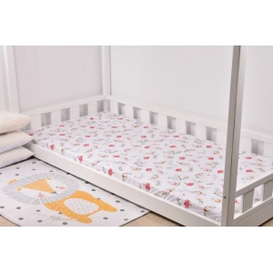 Lenjerie patut 120x60 cm, 3 piese bumbac 100% model Flori de bumbac - Img 3
