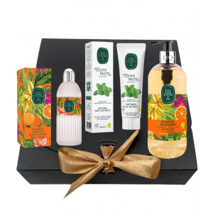 Pachet Sapun lichid 500ml, Apa de colonie Mandarin 200ml si Pasta de dinti cu menta 90ml - Img 1