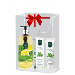 Pachet Sapun lichid ulei masline lemon 500ml si Pasta dinti menta 90ml - Img 1