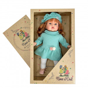 Papusa Nines D'Onil, Tita Lana, cu sunete, cu parul roscat, cu rochie menta, cu miros de vanilie, 45 cm - Img 2