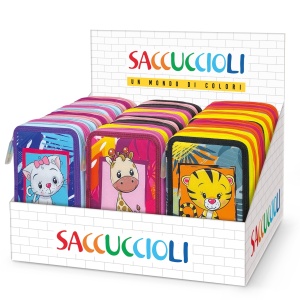 Penar echipat - Colectia Puppies cu 3 fermoare (18 markere si 18 creioane colorate) - 13 x 20 x 6.5 cm (12buc/display) - Img 1