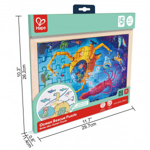 Puzzle din lemn 2 in 1 - Salvarea Oceanului (50 piese), cu fata dubla si activitate colorare - Img 6