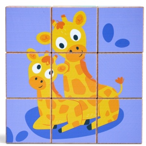 Puzzle din lemn cuburi – Animale salbatice 3 x 3 - Img 4
