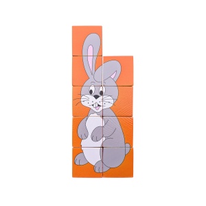 Puzzle din lemn cuburi - Animale colorate - Img 12