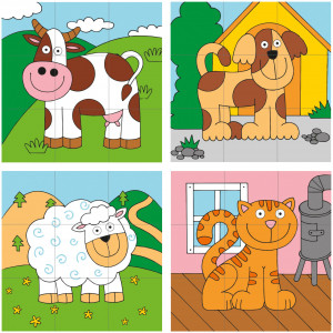 Puzzle din lemn cuburi - Imagini de stivuit 3 x 3 - Img 2