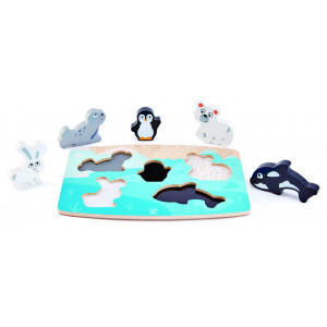 Puzzle din lemn tactil - Animale polare - Img 4