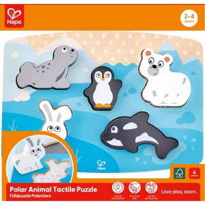Puzzle din lemn tactil - Animale polare - Img 8