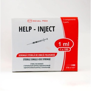 Seringa de unica folosinta 1ml insulina cu ac – 100 bucati/cutie