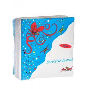 Servetel simplu 19x19cm, alb, 500 buc/pac