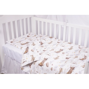 Set complet 7 piese lenjerie si aparatori patut 120x60 cm bumbac 100% model soldatei maro - Img 2