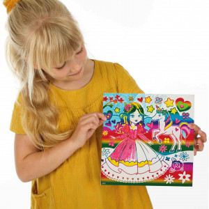 Set creativ - Coloreaza pe panza printesa si unicorn cu efect metalic - Img 5
