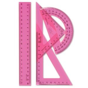 Set sabloane din plastic transparent – 4 piese cu rigla 20 cm, in punga agatatoare - Img 2