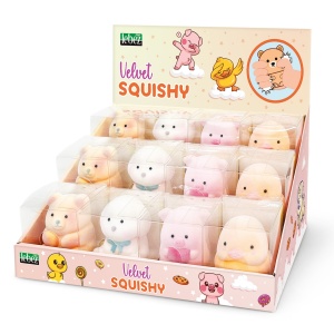 Squishy cu material catifelat, 4 modele asortate (12 buc/display)