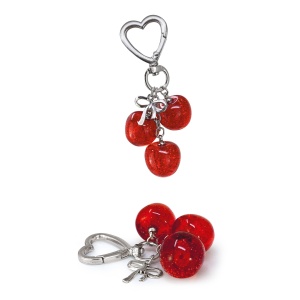 Breloc Glitter Charm cu inel si carabina – model cirese, 2 culori asortate (16 buc/display) - Img 2