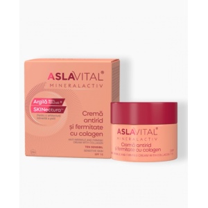 Cremă Antirid și Fermitate cu Colagen SPF 15 pentru Ten Sensibil cu Acțiune Intensivă Anti-Îmbătrânire și Hidratare Profundă Aslavital Mineralactiv, 50 ml - Img 1