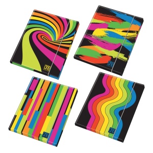 Dosar A4 cu elastic din carton lucios plastificat - One Color Black & Fluo (26×35 cm)