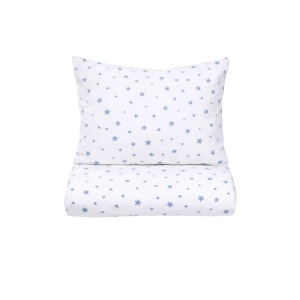 Lenjerie 5 piese patut gradinita, bumbac 100%, model Stelute mici bleu - Img 5