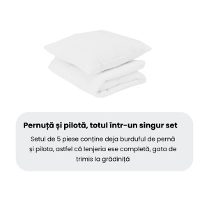 Lenjerie 5 piese patut gradinita, bumbac 100%, model Stelute mici roz - Img 4