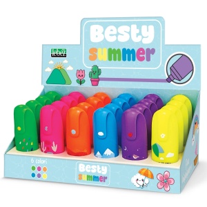 Marker evidențiator fluo Besty Summer, 6 culori (24 buc/display)
