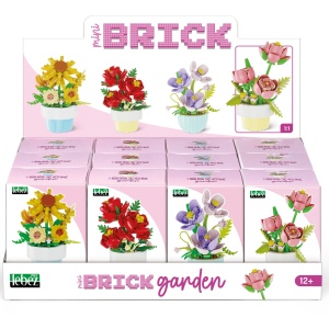 Mini Brick Garden - Flori cu ghiveci, 4 modele asortate (12 buc/display)