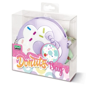Mini geanta Donuts din silicon, cu fermoar si curea de umar reglabila - ø 12 x 3.5 cm (8 buc/display) - Img 3