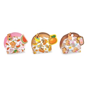 Mini portofel BeCappy Capibara – transparent cu aplicatii si breloc pe lant, 3 modele asortate (12 buc/display) - Img 3
