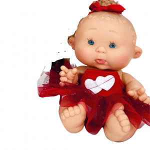 Papusa Artizanala Nines d"Onil cu miros de vanilie - Colectia Love Original (26 cm) 4 - Papusa Love cu 2 inimi albe pe rochie - Img 1