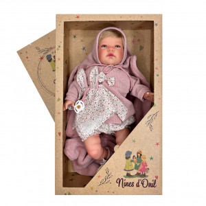 Papusa Nines D'Onil, Celia, nou-nascut, premium, cu parul blond, cu miros de vanilie, 1700 gr, 48 cm - Img 6
