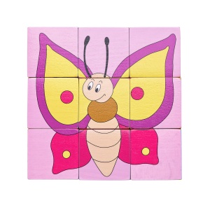 Puzzle din lemn cuburi - Animale colorate - Img 9