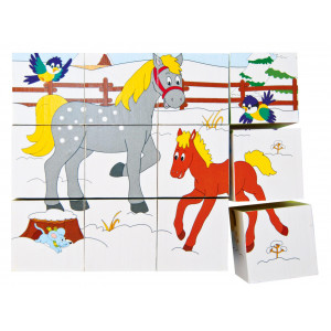Puzzle din lemn cuburi - Ferma 3 x 4 - Img 5