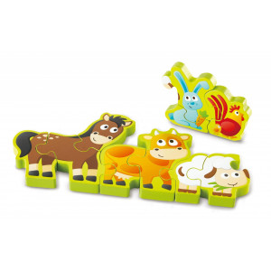 Puzzle din lemn pentru copii cu numere si animale de la ferma - Img 3