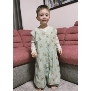 Sac de Dormit Copii cu Picioare - Verde Imprimeu Ursuleți | Primăvară-Toamnă | Bumbac 100% - Img 1