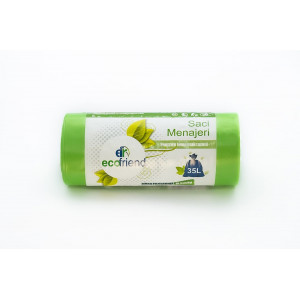 Saci menaj strong 35L VERDE, 15 buc/rola