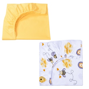 Set 2 cearsafuri patut 120x60 cm, bumbac 100% galben albinute - Img 4