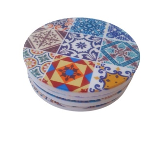 Set 4 Suporturi pentru Pahare, Rotunde, Ceramica, 11 cm - Img 4