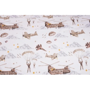 Set complet 7 piese lenjerie si aparatori patut 120x60 cm bumbac 100% model soldatei maro - Img 3