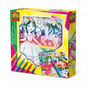 Set creativ - Coloreaza pe panza printesa si unicorn cu efect metalic - Img 1