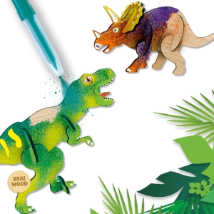 Set creativ - Desenez dinozauri din lemn cu markere cu aerograf - Img 9