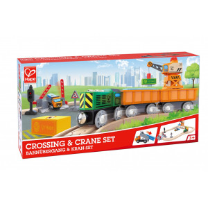 Jucarie din lemn - Set tren de marfa cu macara (34 piese) - Img 3
