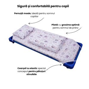 Lenjerie 5 piese patut gradinita stivuibil, bumbac 100%, model Fetite - Img 3