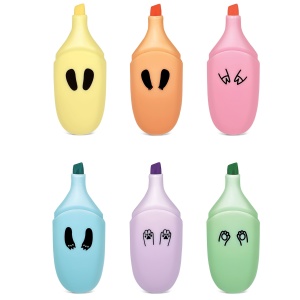 Marker evidențiator pastel Besty Animals, 6 culori (18 buc/display) - Img 4