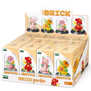 Mini Brick Garden - Flori cu carcasa transparenta, 4 modele asortate (12 buc/display)
