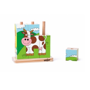 Puzzle din lemn cuburi - Imagini de stivuit 3 x 3 - Img 6