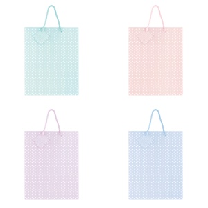 Sacosa Pastel cu buline, din hartie cu maner din snur, 26 x 32.5 x 12.7 cm (20 buc/display)
