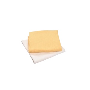 Set 2 museline bumbac organic galben si alb 80x80 cm