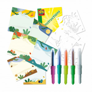 Set carioci colorate cu aerograf si matrite cu dinozauri - Img 2